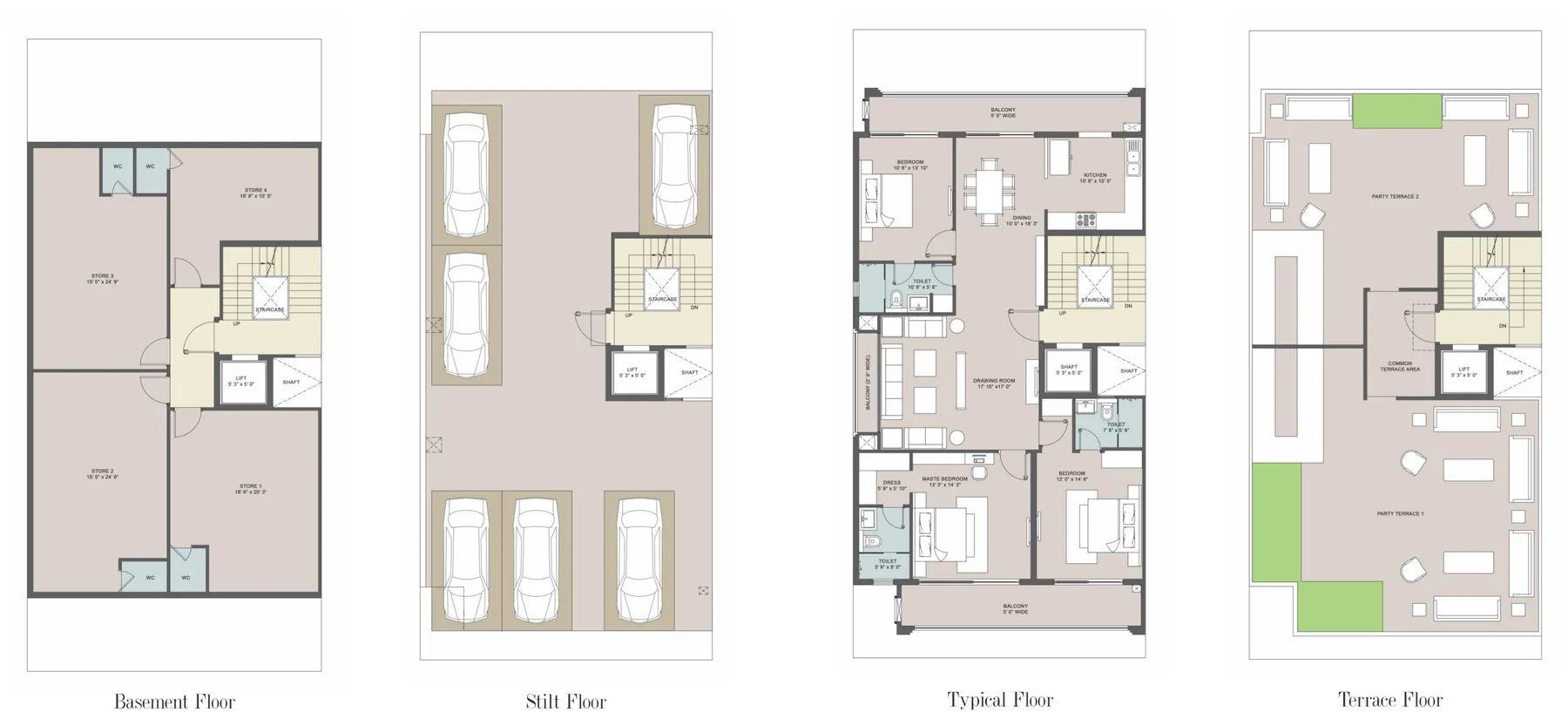 Central Park The Orchard 3 BHK corner floor plan Type 1A, carpet area 1340 sq ft